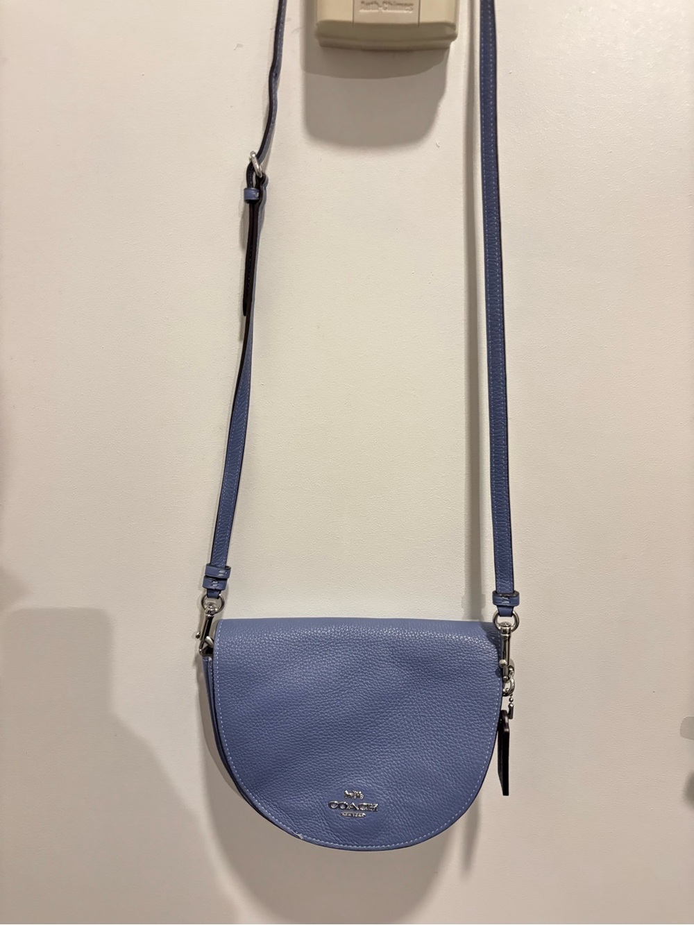 Coach Pebbled Leather Saddle Crossbody in Slate Blue